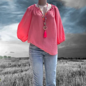 Round neck top in watermelon pink