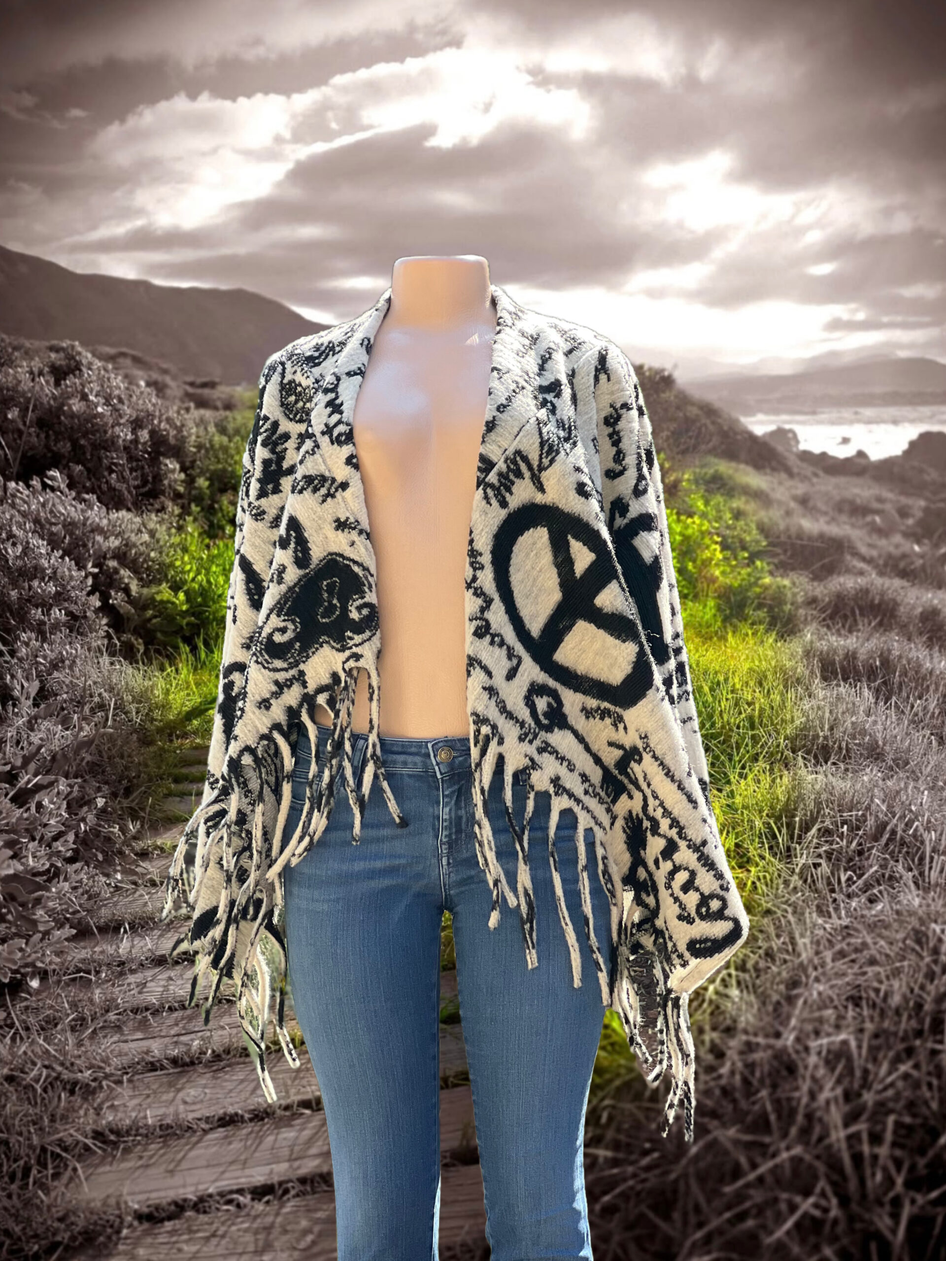 Open-front Kimono-style Poncho - Image 4