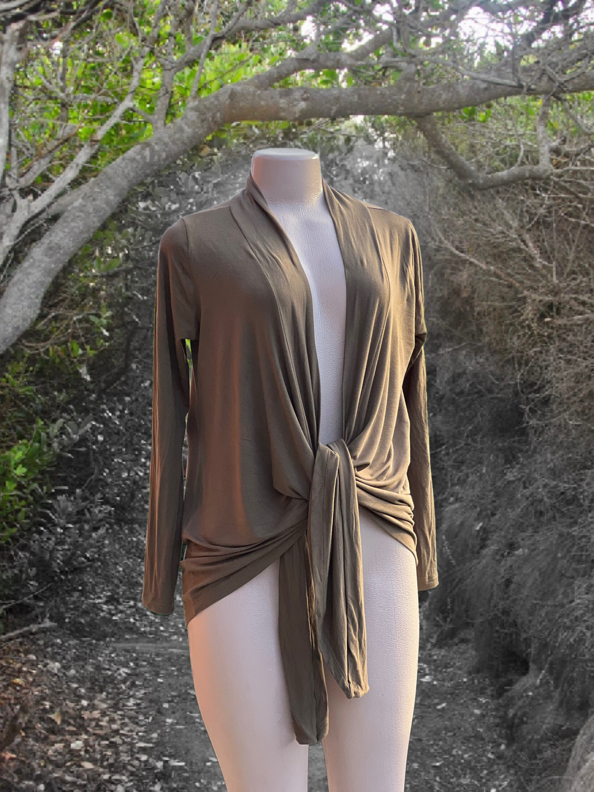 Ladies cardigan - Olive - Image 2