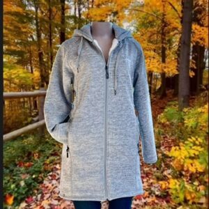 Grey full zip jacket with hoodie