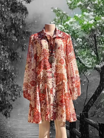 Maroon & beige dress - Image 2