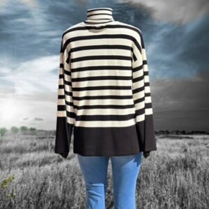 Stripy polo-neck jersey