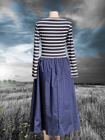 Navy Stripy Long Dress - Image 7