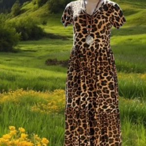 Short Sleeve Animal Print Dress