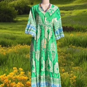 Multi colored green long dress