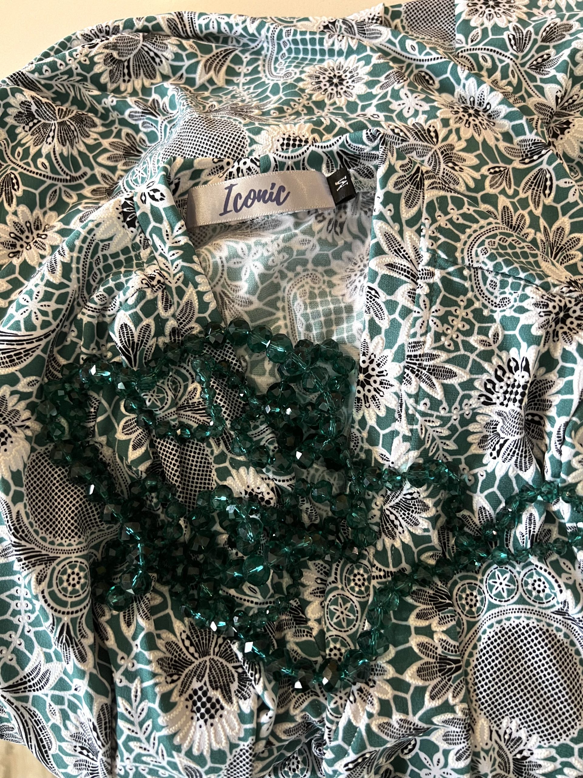 Green and grey wrap dress - Image 2